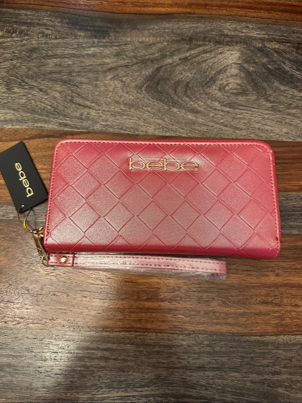 bebe Quilted Zip Wristlet Wallet